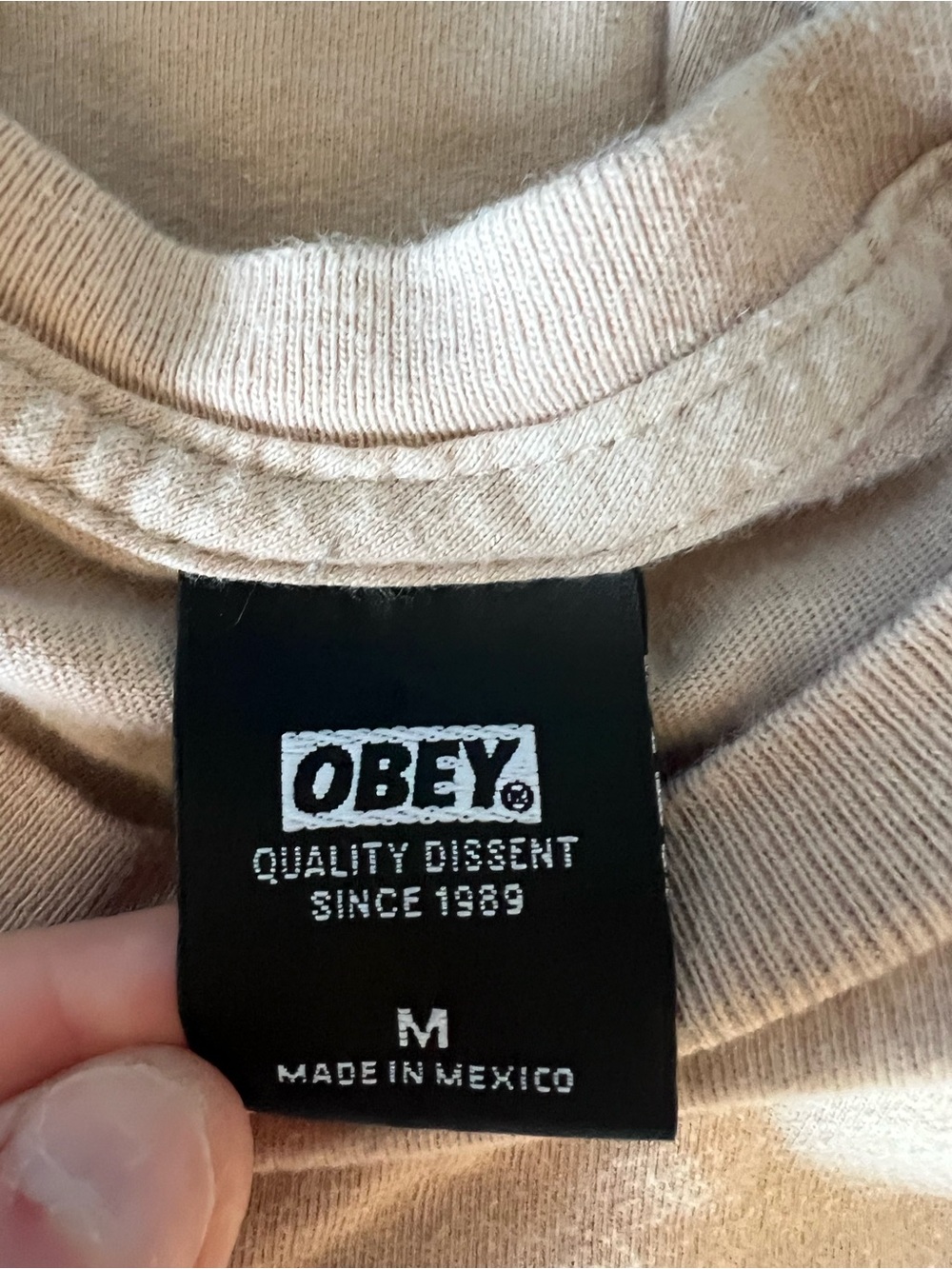 Sale! Obey Men’s Crewneck Shirt in Tan—gently loved! - Picture 2 of 3